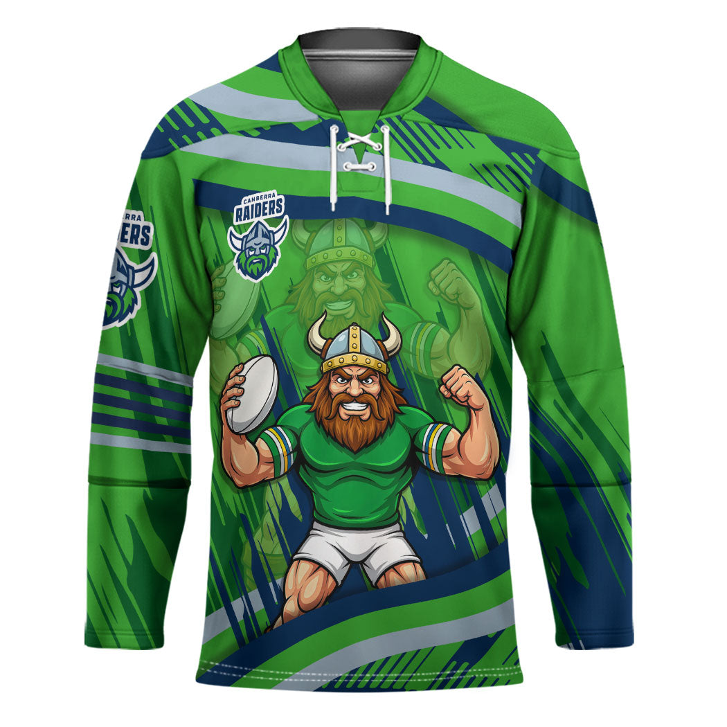 Canberra Raiders Rugby Mascot Hockey Jersey Fierce Athlete Graphic in Sports Style