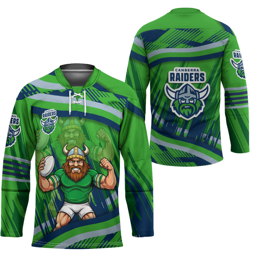 Canberra Raiders Rugby Mascot Hockey Jersey Fierce Athlete Graphic in Sports Style