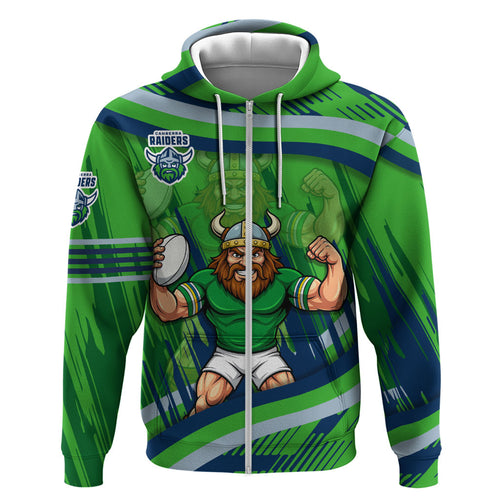 Canberra Raiders Rugby Mascot Hoodie Fierce Athlete Graphic in Sports Style