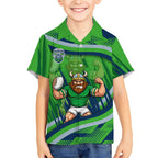 Canberra Raiders Rugby Mascot Kid Hawaiian Shirt Fierce Athlete Graphic in Sports Style