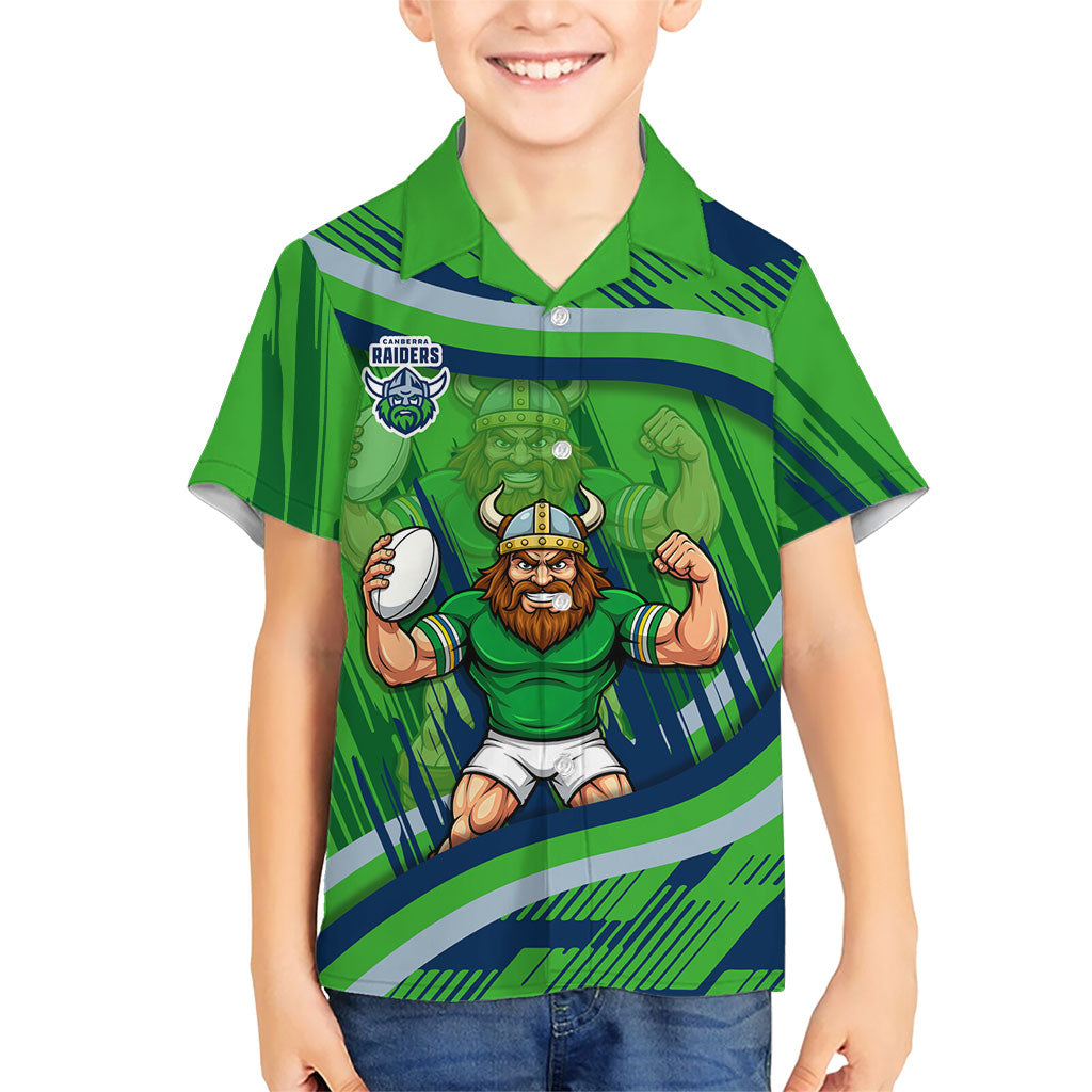 Canberra Raiders Rugby Mascot Kid Hawaiian Shirt Fierce Athlete Graphic in Sports Style