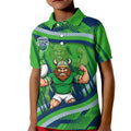 Canberra Raiders Rugby Mascot Kid Polo Shirt Fierce Athlete Graphic in Sports Style