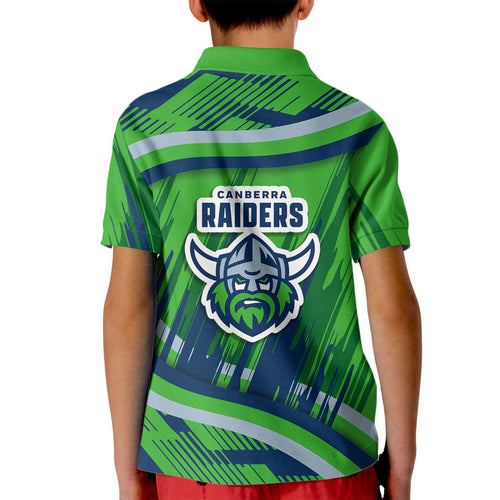 Canberra Raiders Rugby Mascot Kid Polo Shirt Fierce Athlete Graphic in Sports Style