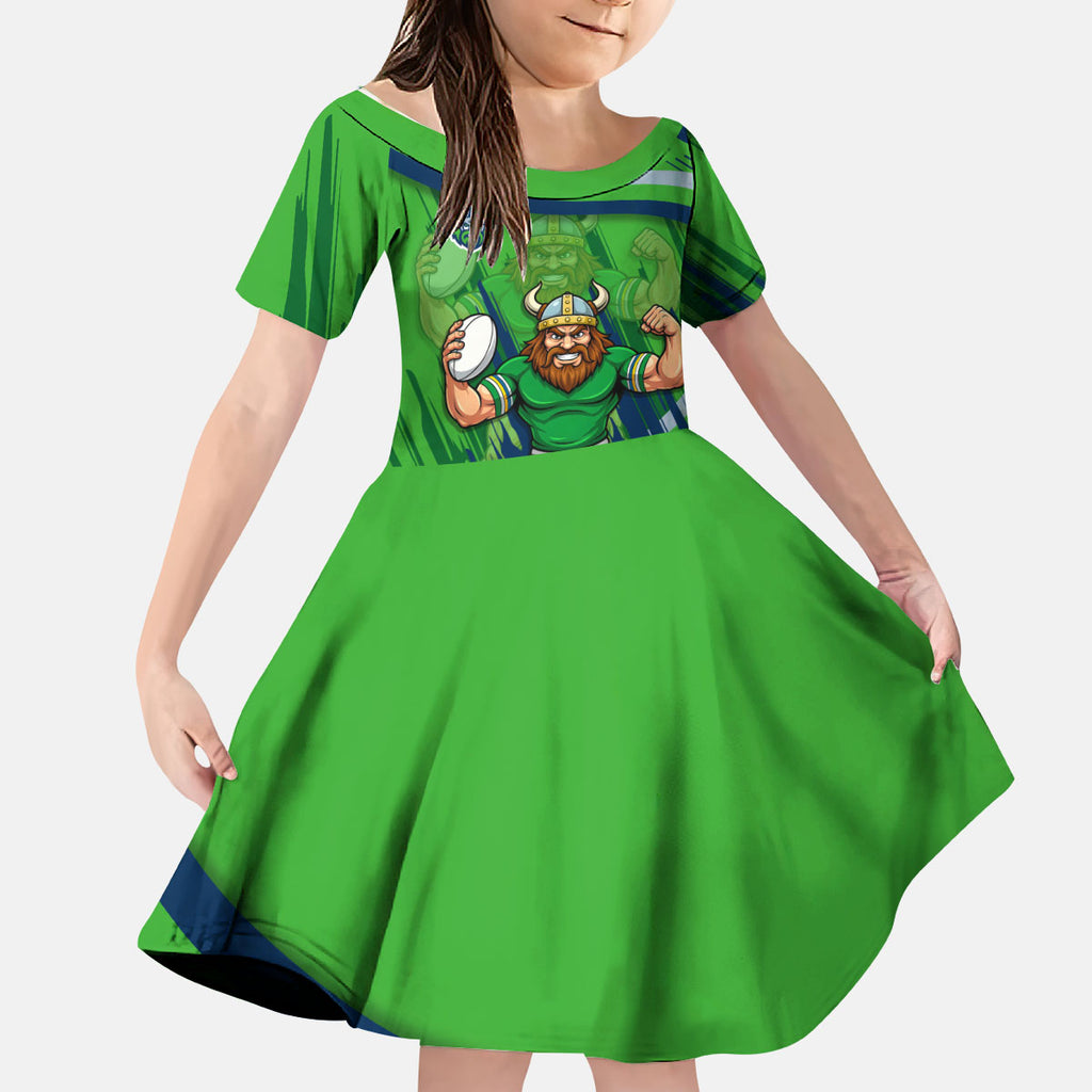 Canberra Raiders Rugby Mascot Kid Short Sleeve Dress Fierce Athlete Graphic in Sports Style