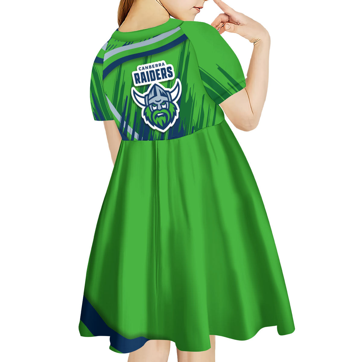 Canberra Raiders Rugby Mascot Kid Short Sleeve Dress Fierce Athlete Graphic in Sports Style