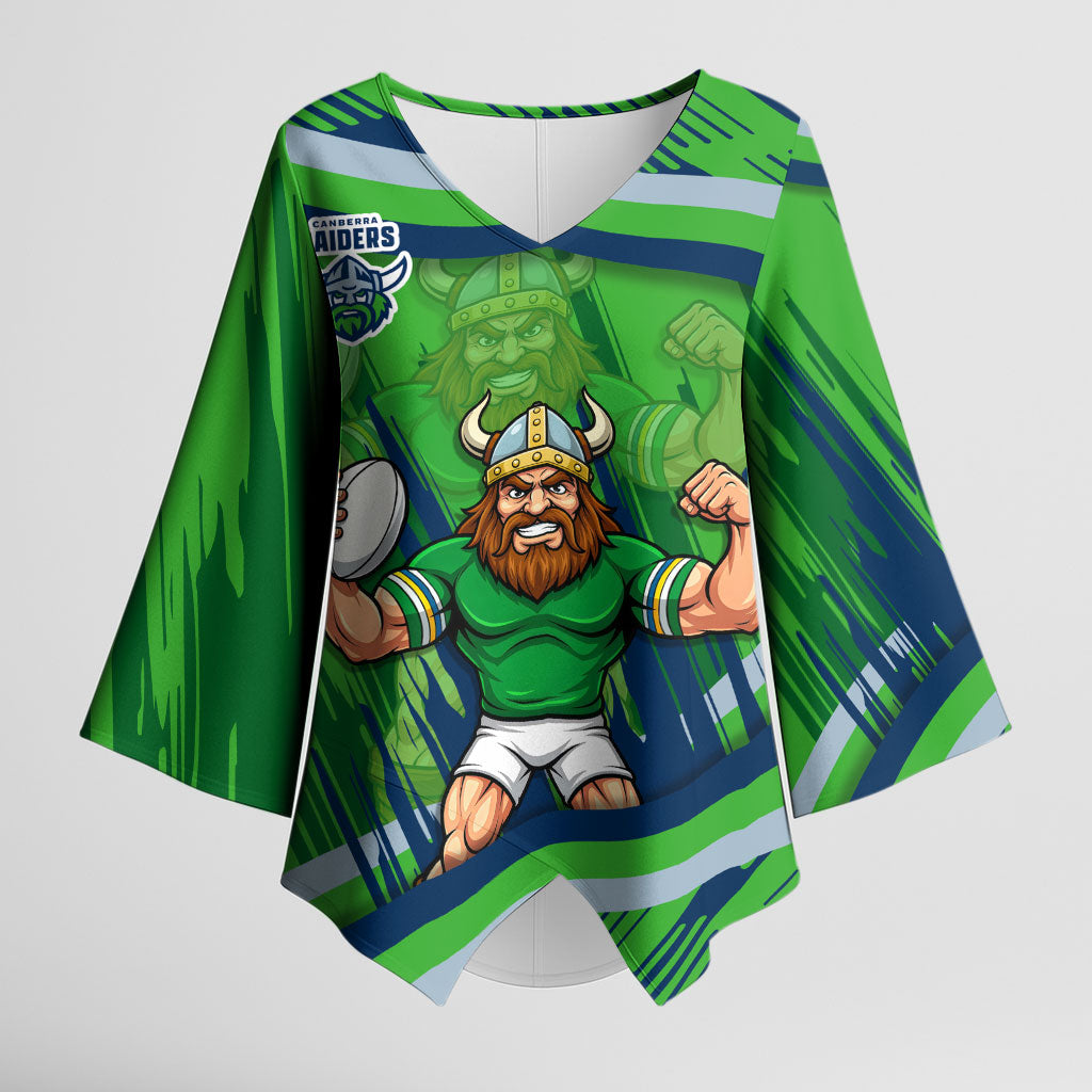 Canberra Raiders Rugby Mascot Kimono Sleeve Blouse Fierce Athlete Graphic in Sports Style