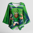 Canberra Raiders Rugby Mascot Kimono Sleeve Blouse Fierce Athlete Graphic in Sports Style