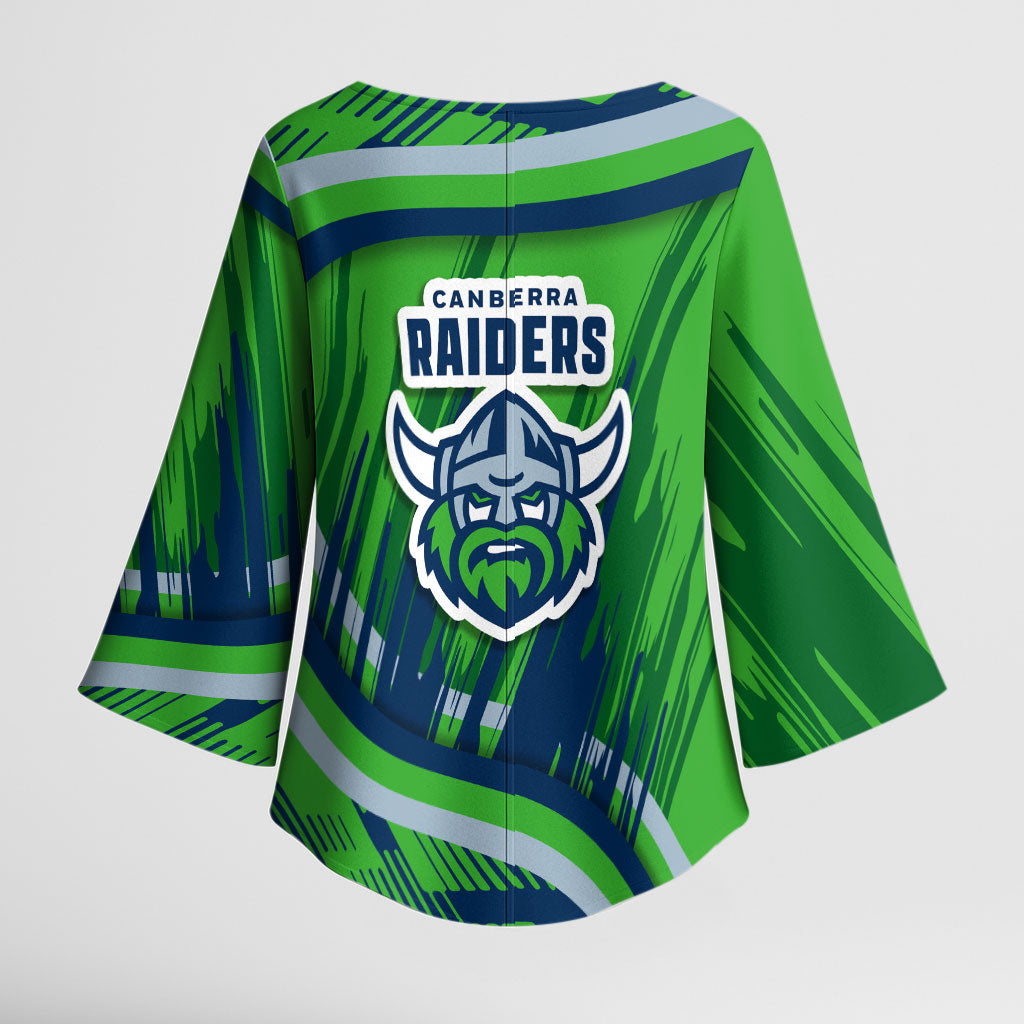 Canberra Raiders Rugby Mascot Kimono Sleeve Blouse Fierce Athlete Graphic in Sports Style