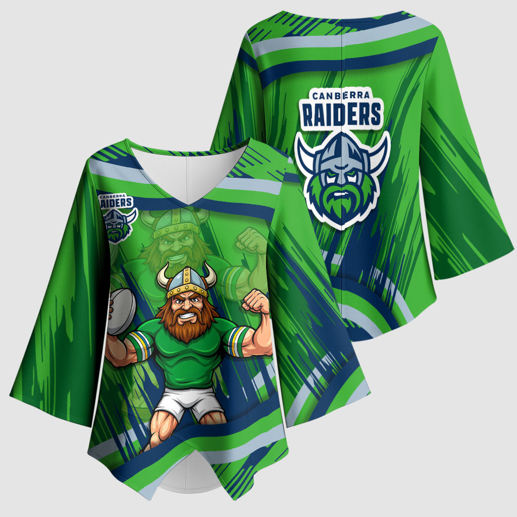 Canberra Raiders Rugby Mascot Kimono Sleeve Blouse Fierce Athlete Graphic in Sports Style