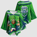 Canberra Raiders Rugby Mascot Kimono Sleeve Blouse Fierce Athlete Graphic in Sports Style