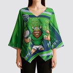 Canberra Raiders Rugby Mascot Kimono Sleeve Blouse Fierce Athlete Graphic in Sports Style