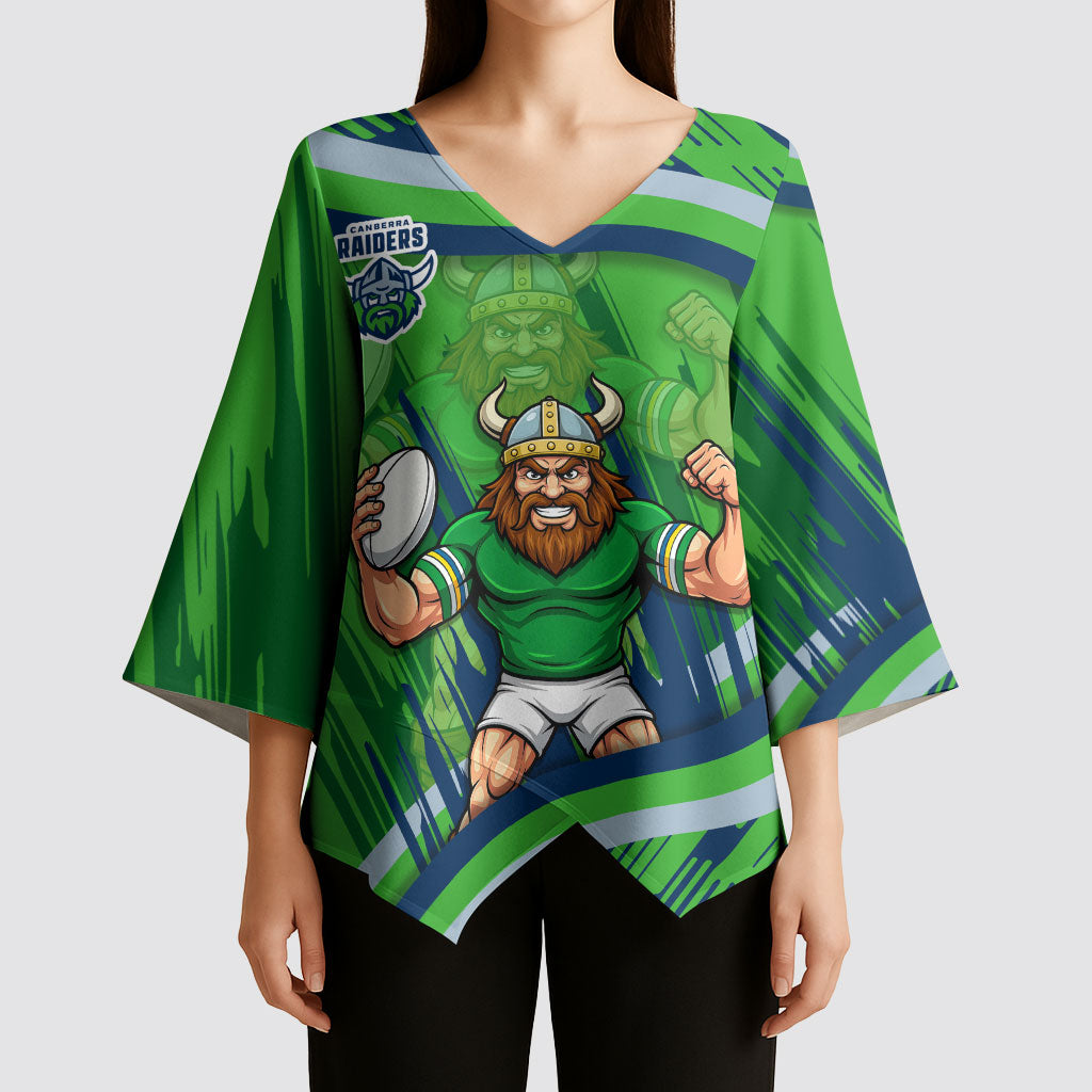 Canberra Raiders Rugby Mascot Kimono Sleeve Blouse Fierce Athlete Graphic in Sports Style