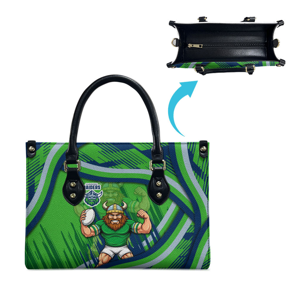 Canberra Raiders Rugby Mascot Leather Bag Fierce Athlete Graphic in Sports Style