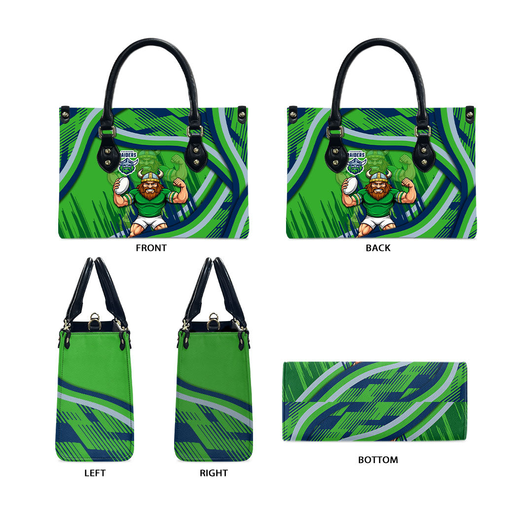Canberra Raiders Rugby Mascot Leather Bag Fierce Athlete Graphic in Sports Style