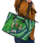 Canberra Raiders Rugby Mascot Leather Tote Bag Fierce Athlete Graphic in Sports Style