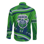 Canberra Raiders Rugby Mascot Long Sleeve Button Shirt Fierce Athlete Graphic in Sports Style