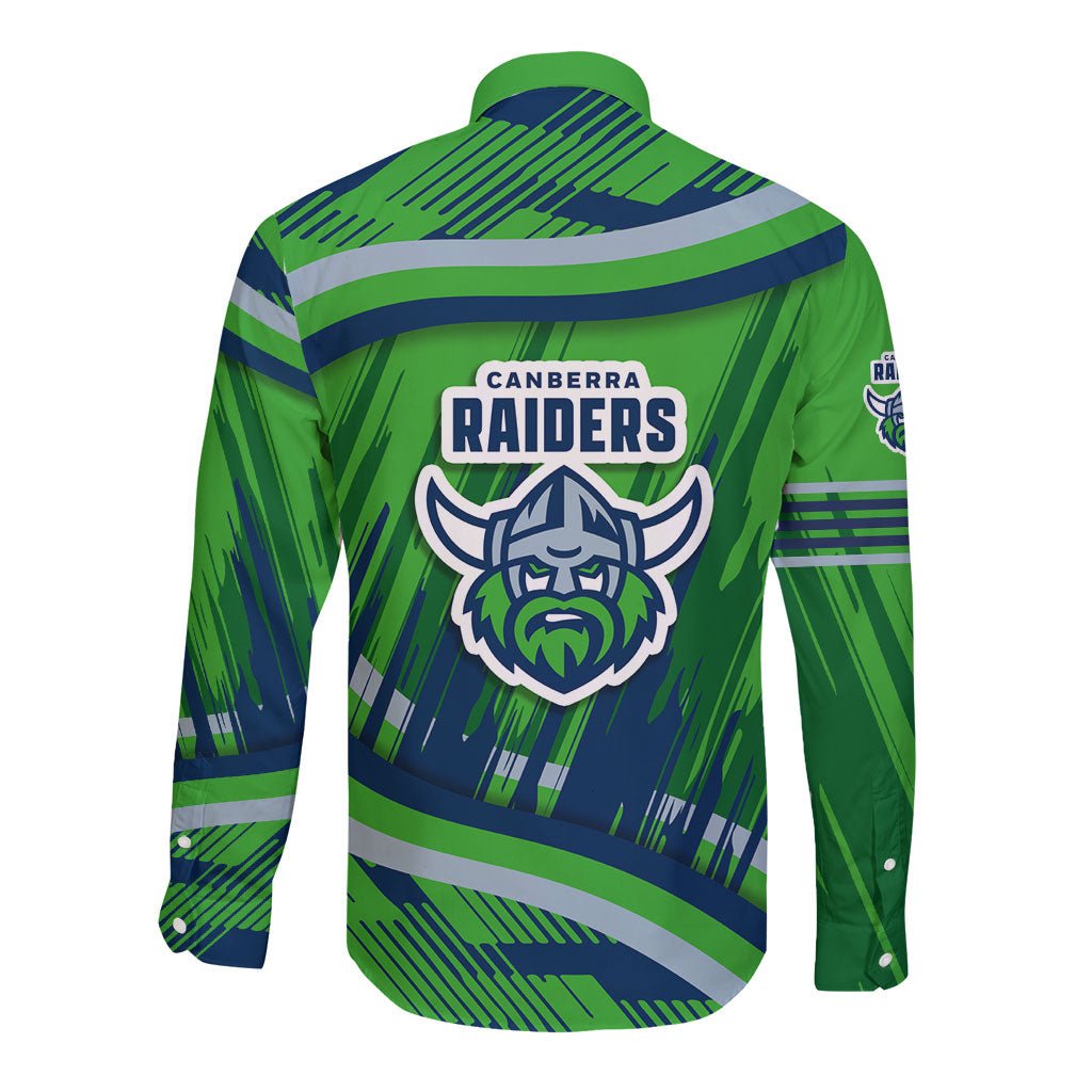 Canberra Raiders Rugby Mascot Long Sleeve Button Shirt Fierce Athlete Graphic in Sports Style