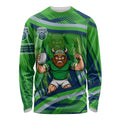 Canberra Raiders Rugby Mascot Long Sleeve Shirt Fierce Athlete Graphic in Sports Style