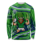 Canberra Raiders Rugby Mascot Long Sleeve Shirt Fierce Athlete Graphic in Sports Style