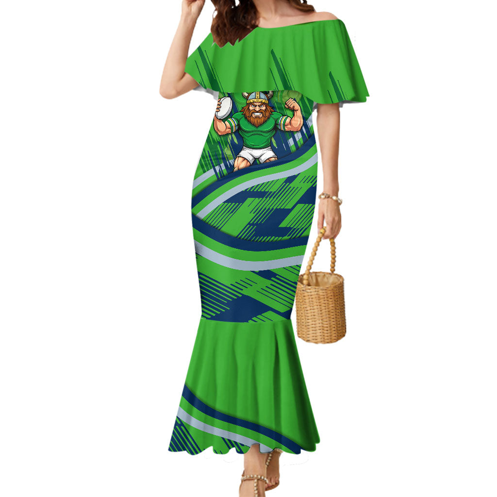 Canberra Raiders Rugby Mascot Mermaid Dress Fierce Athlete Graphic in Sports Style