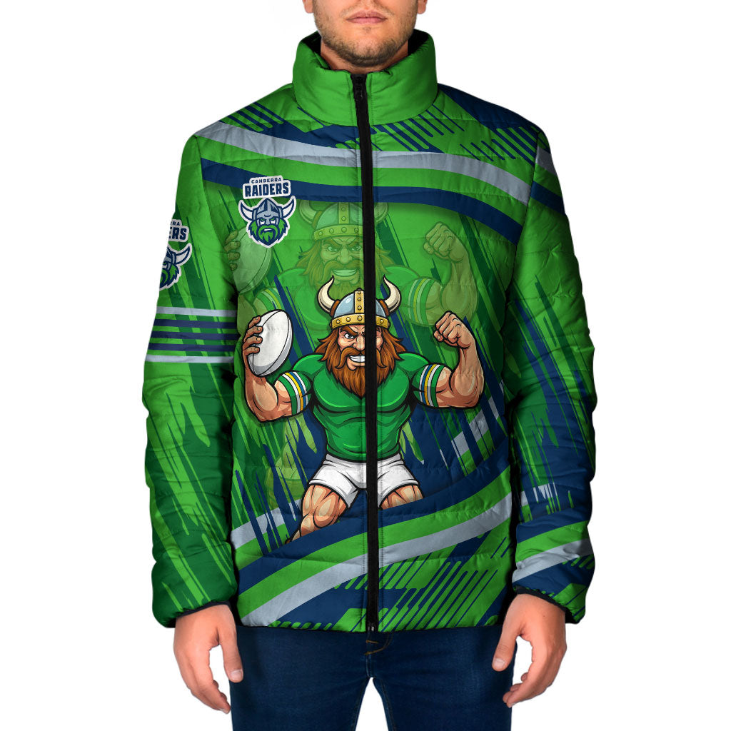 Canberra Raiders Rugby Mascot Padded Jacket Fierce Athlete Graphic in Sports Style