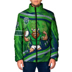 Canberra Raiders Rugby Mascot Padded Jacket Fierce Athlete Graphic in Sports Style