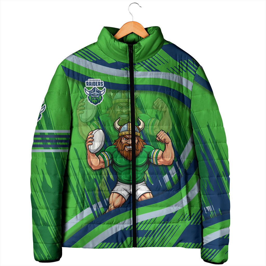 Canberra Raiders Rugby Mascot Padded Jacket Fierce Athlete Graphic in Sports Style