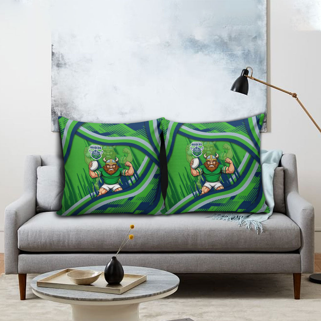 Canberra Raiders Rugby Mascot Pillow Cover Fierce Athlete Graphic in Sports Style