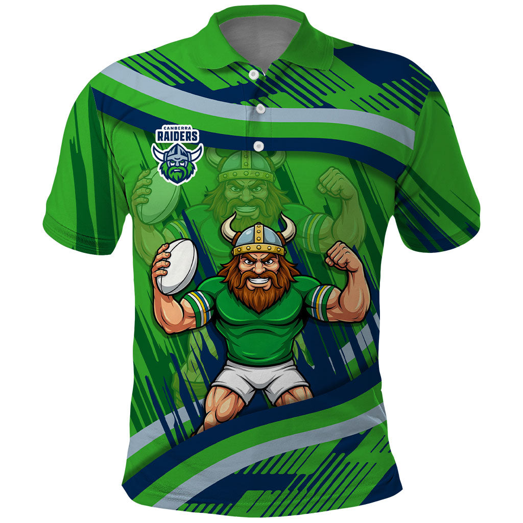 Canberra Raiders Rugby Mascot Polo Shirt Fierce Athlete Graphic in Sports Style