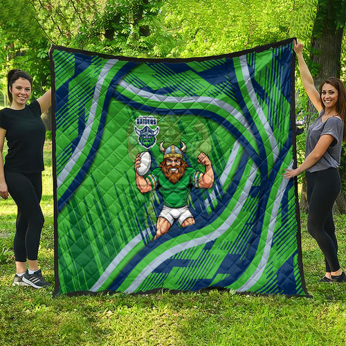 Canberra Raiders Rugby Mascot Quilt Fierce Athlete Graphic in Sports Style