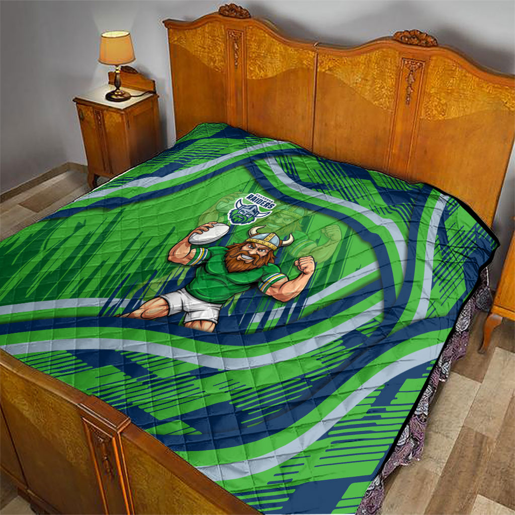 Canberra Raiders Rugby Mascot Quilt Fierce Athlete Graphic in Sports Style