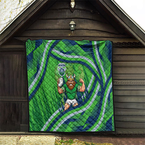 Canberra Raiders Rugby Mascot Quilt Fierce Athlete Graphic in Sports Style