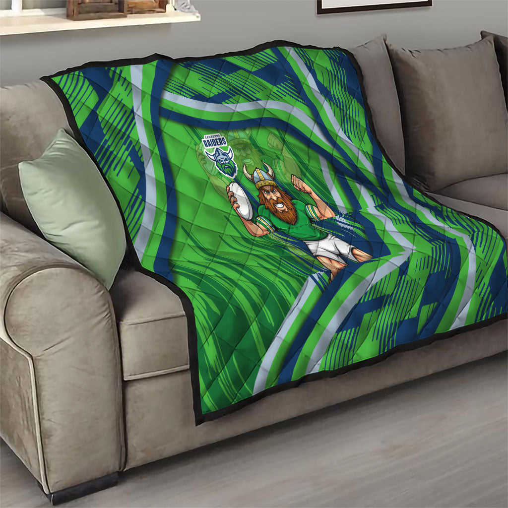 Canberra Raiders Rugby Mascot Quilt Fierce Athlete Graphic in Sports Style
