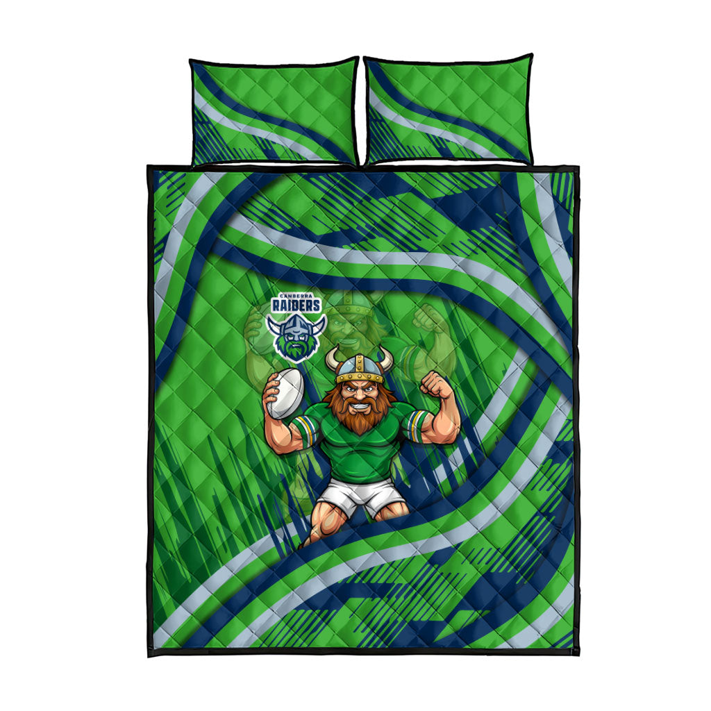 Canberra Raiders Rugby Mascot Quilt Bed Set Fierce Athlete Graphic in Sports Style