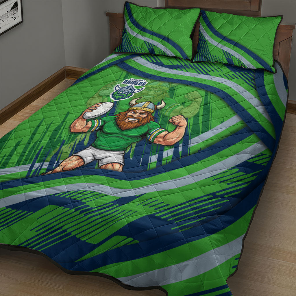 Canberra Raiders Rugby Mascot Quilt Bed Set Fierce Athlete Graphic in Sports Style