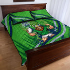 Canberra Raiders Rugby Mascot Quilt Bed Set Fierce Athlete Graphic in Sports Style