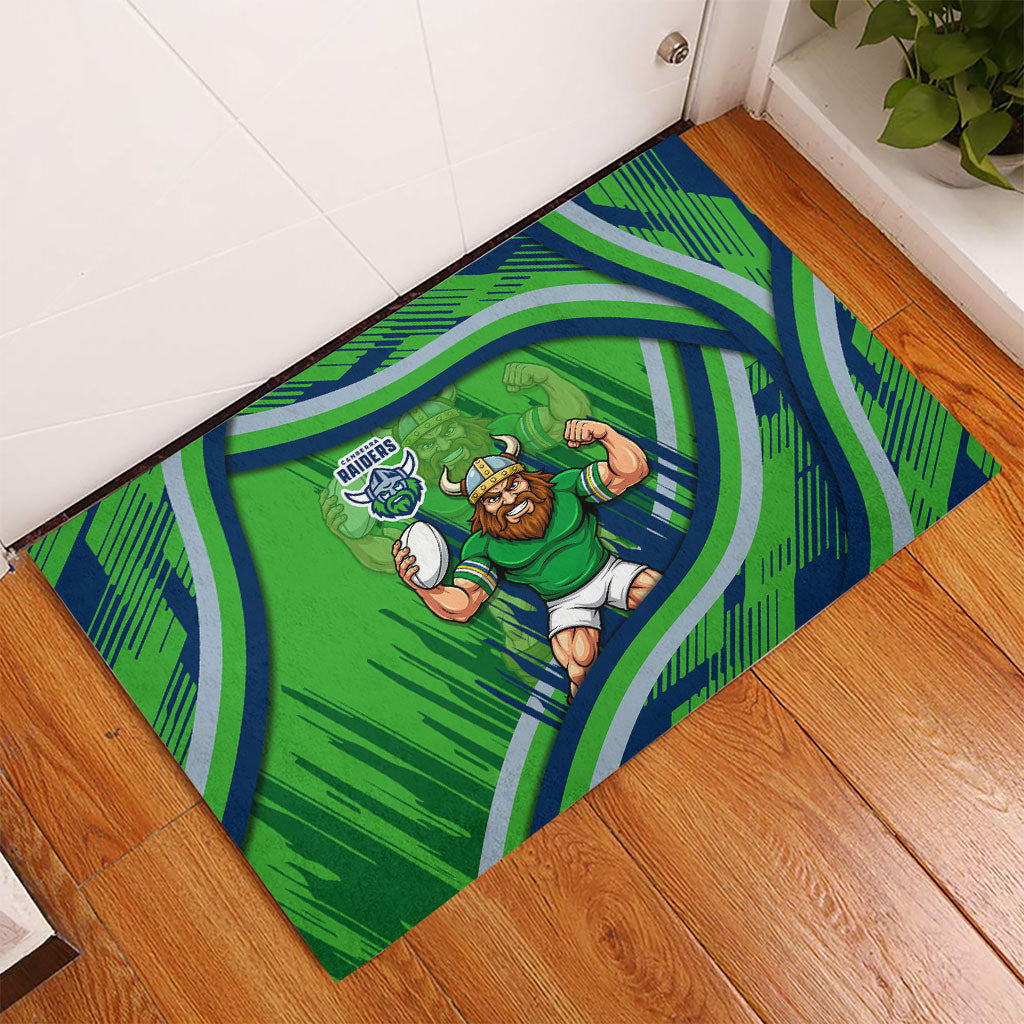 Canberra Raiders Rugby Mascot Rubber Doormat Fierce Athlete Graphic in Sports Style