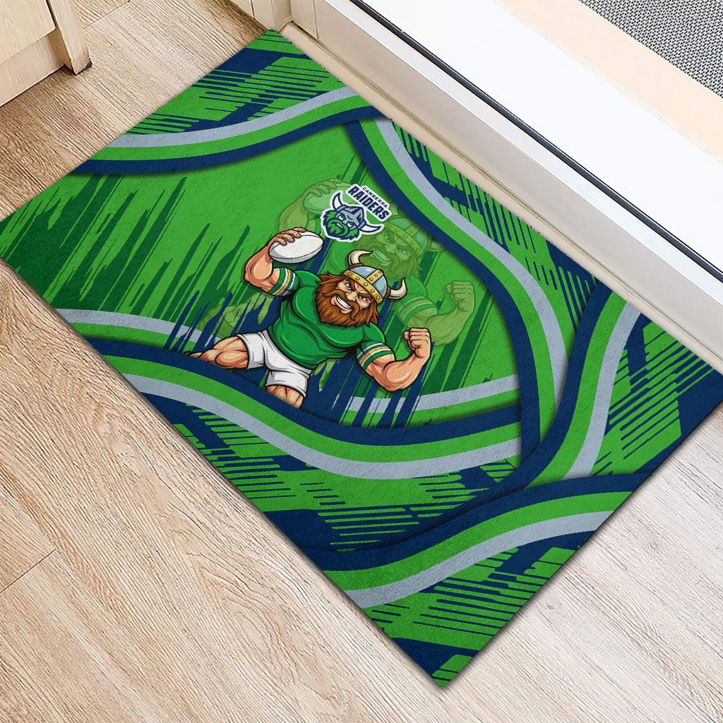 Canberra Raiders Rugby Mascot Rubber Doormat Fierce Athlete Graphic in Sports Style
