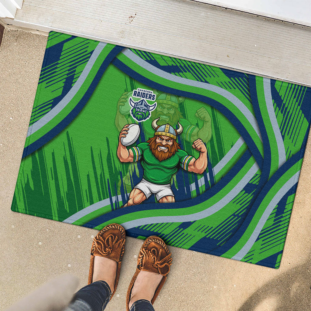 Canberra Raiders Rugby Mascot Rubber Doormat Fierce Athlete Graphic in Sports Style