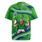 Canberra Raiders Rugby Mascot Rugby Jersey Fierce Athlete Graphic in Sports Style