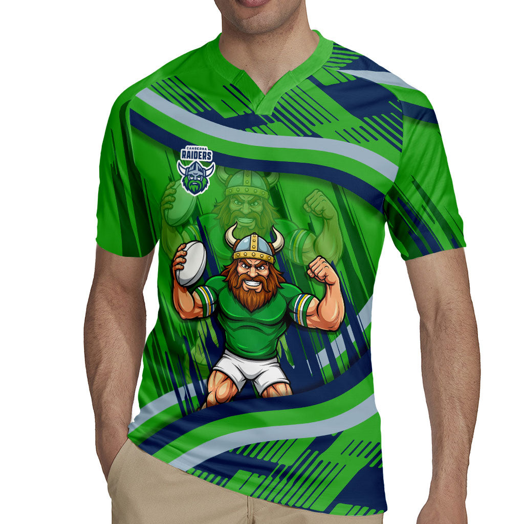 Canberra Raiders Rugby Mascot Rugby Jersey Fierce Athlete Graphic in Sports Style