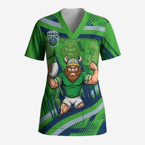 Canberra Raiders Rugby Mascot Scrub Top Fierce Athlete Graphic in Sports Style