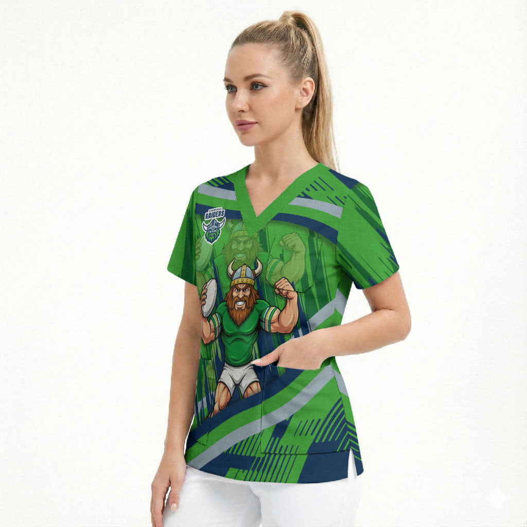 Canberra Raiders Rugby Mascot Scrub Top Fierce Athlete Graphic in Sports Style