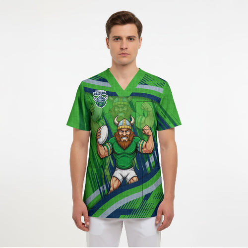Canberra Raiders Rugby Mascot Scrub Top Fierce Athlete Graphic in Sports Style