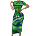 Canberra Raiders Rugby Mascot Short Sleeve Bodycon Dress Fierce Athlete Graphic in Sports Style