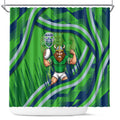 Canberra Raiders Rugby Mascot Shower Curtain Fierce Athlete Graphic in Sports Style