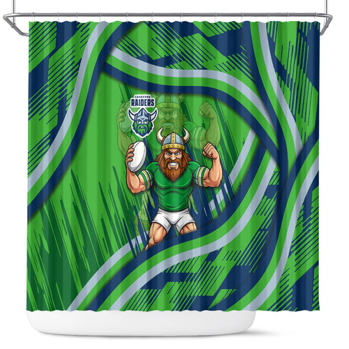 Canberra Raiders Rugby Mascot Shower Curtain Fierce Athlete Graphic in Sports Style