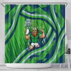 Canberra Raiders Rugby Mascot Shower Curtain Fierce Athlete Graphic in Sports Style
