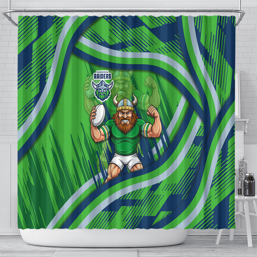 Canberra Raiders Rugby Mascot Shower Curtain Fierce Athlete Graphic in Sports Style