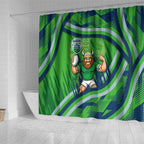 Canberra Raiders Rugby Mascot Shower Curtain Fierce Athlete Graphic in Sports Style